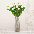 Bridal white multi head rose with leaves Peony